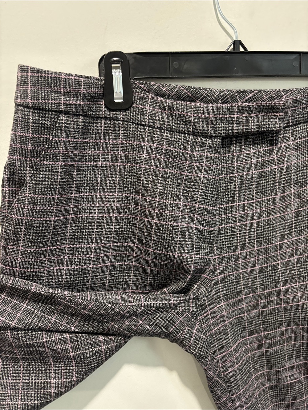 Teenflo Wool Plaid Wide-Leg Dress Pants Size 10 Black Grey Pink - Picture 10 of 16